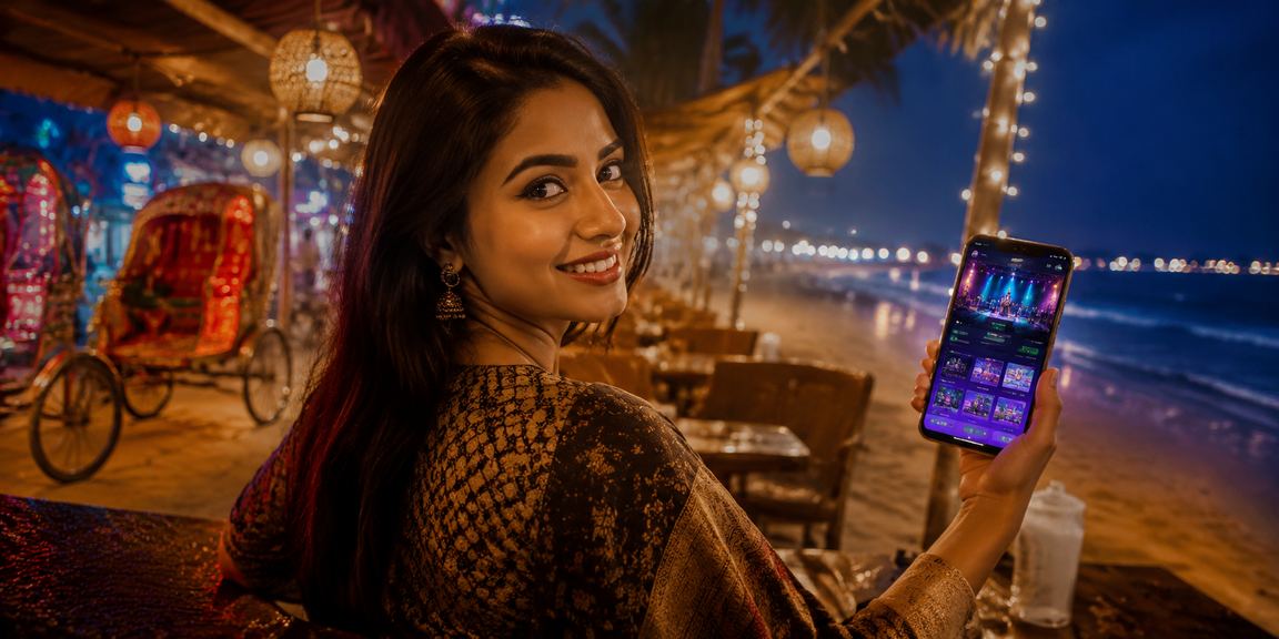 Mobile casino and sports betting scene at a Dhaka beach